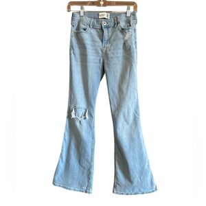 Abercrombie & Fitch Light Blue Distressed Flare Jeans